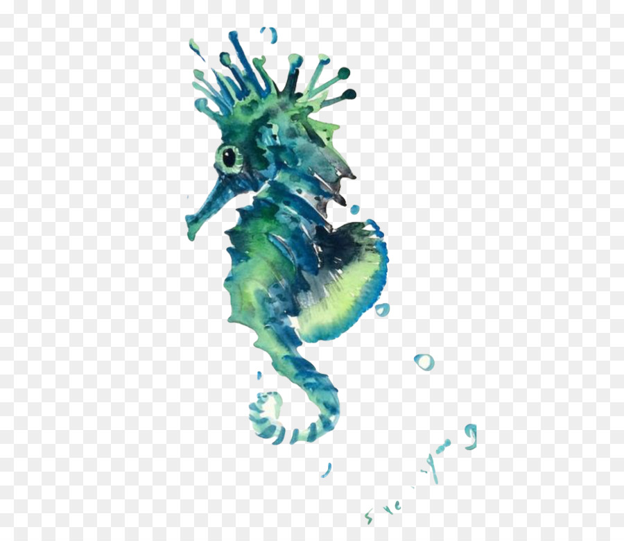 900x780 Seahorse Sea Creatures Watercolor Painting