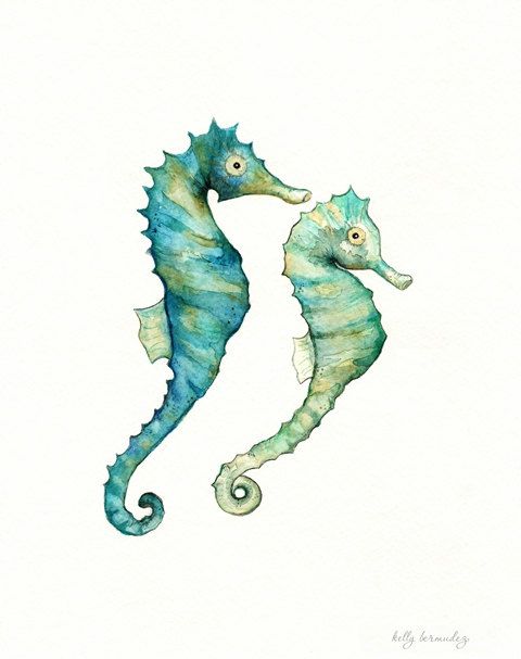 480x607 Wall Art, Beach Art, Seahorse Painting, Seahorse Love, Watercolor