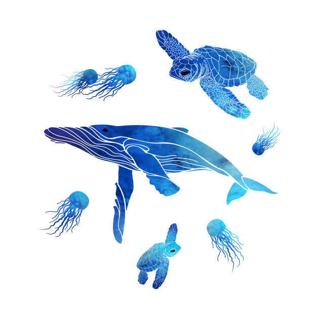 630x630 Blue Watercolor Sea Creatures