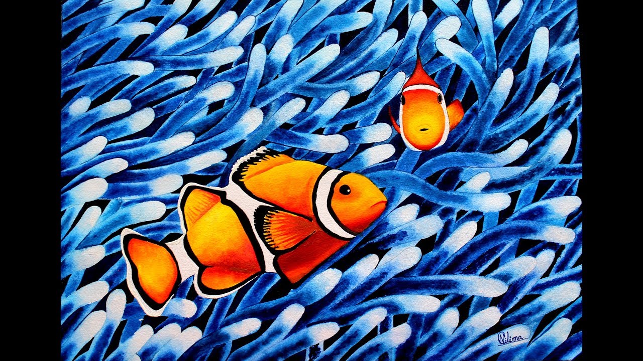 1280x720 Sea Life Watercolor Painting
