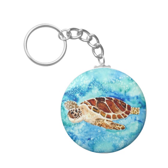 540x540 Sea Turtle Marine Sealife Watercolor Painting Key Ring