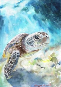 210x300 Sea Turtle Watercolor Print Of The Original Watercolor Painting