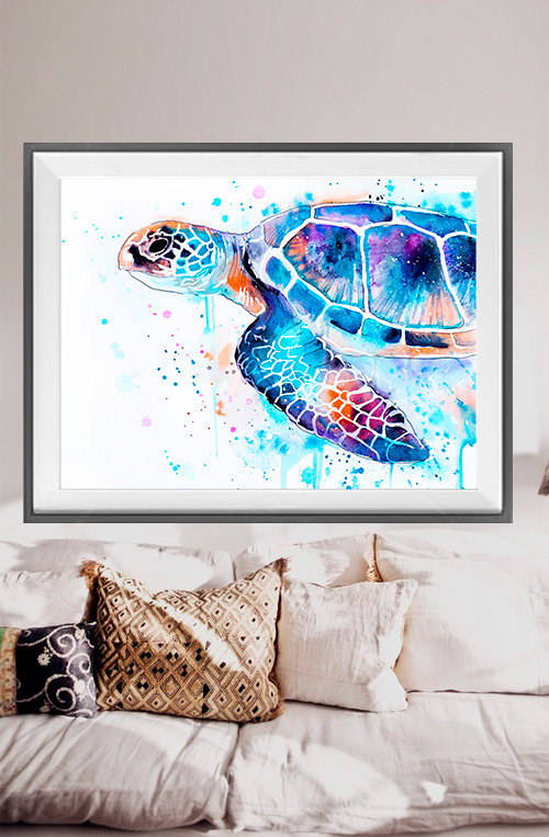 500x763 Sea Turtle Watercolor Painting Print