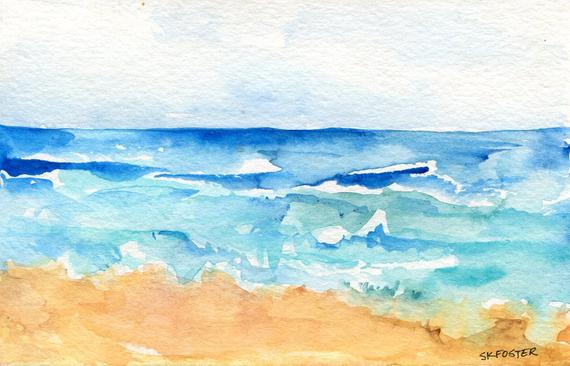 570x366 Original Seascape Watercolors Paintings 4 X 6 Inches Modern Etsy