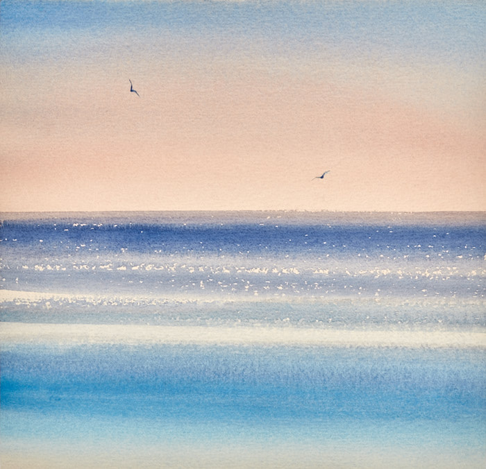700x676 Twilight, St Annes On Sea Original Watercolour Painting