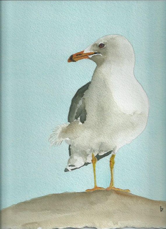 570x784 Seagull Watercolor Painting 8 X 10 Print Beach Home Decor Seagull