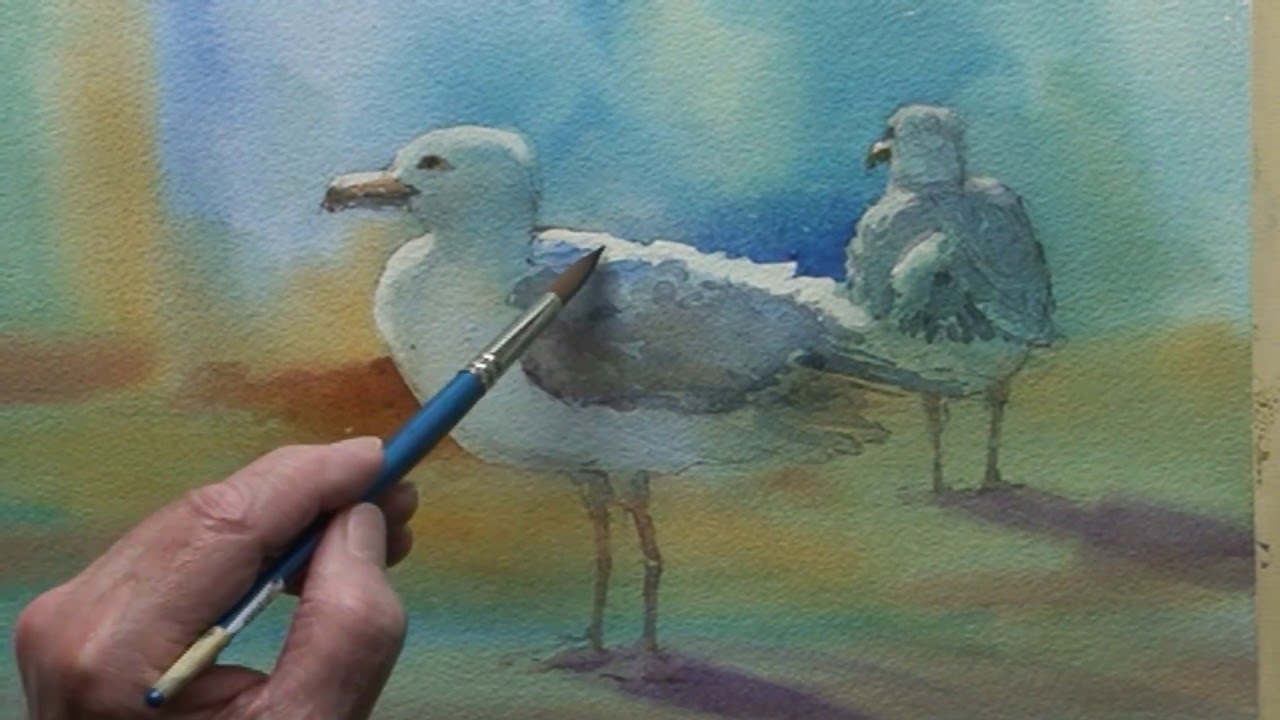 1280x720 Seagulls In Watercolor