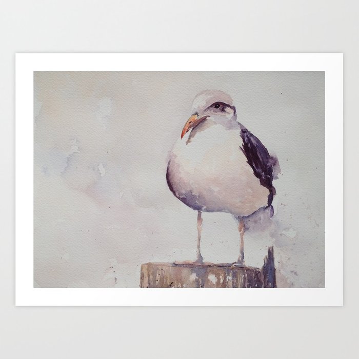 700x700 Bay Gull (Watercolor Of A Seagull) Art Print By Kinleygrey Society6