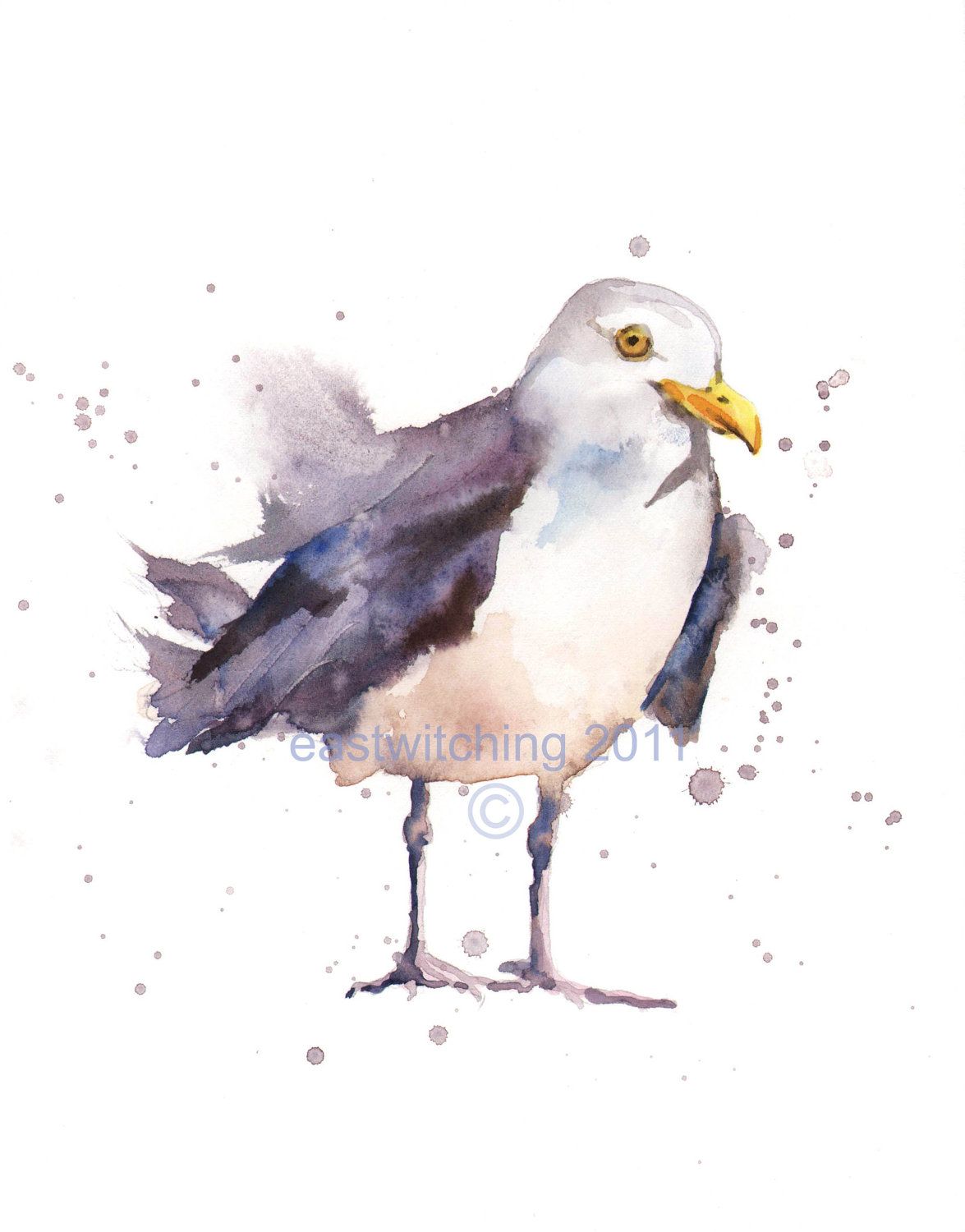1175x1500 Watercolor Seagull Print, Beach House Art, 8x10 Print, Ready To