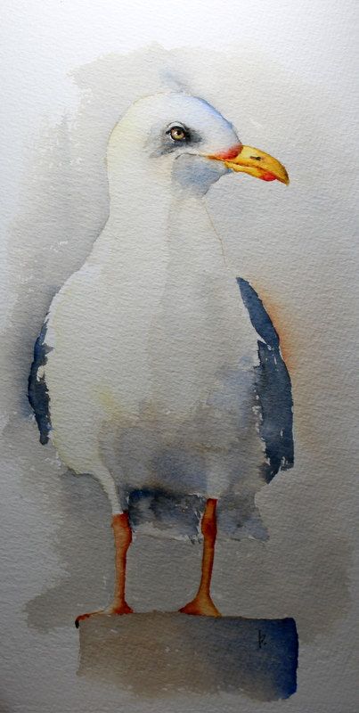 403x800 Watercolor Bird Painting Bird Art Original Seagull Watercolor By