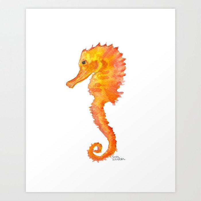 700x700 Seahorse Watercolor Painting