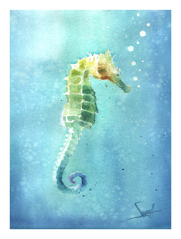 Seahorse Watercolor Painting at GetDrawings | Free download