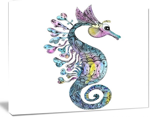 600x467 Souq Designart Colorful Seahorse Watercolor Animal Painting