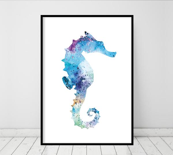 600x537 Watercolor Painting, Giclee Art Print, Seahorse Painting, Seahorse