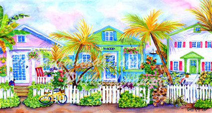 425x227 Seaside Cottages And Beach Living Paintings Watercolors By