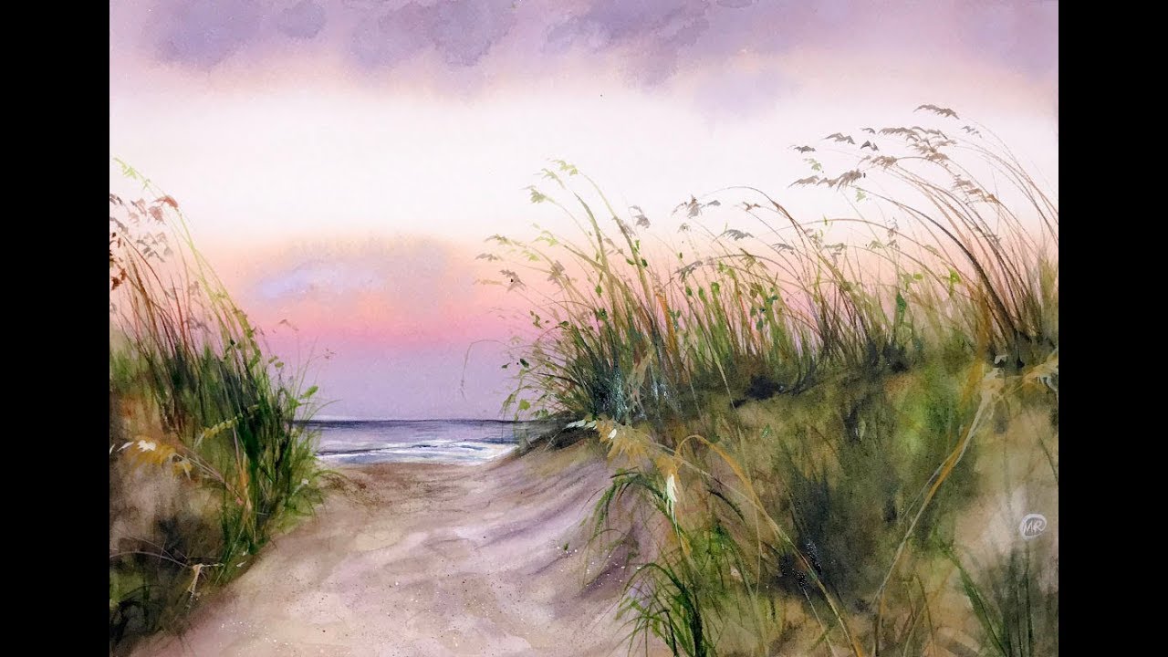 1280x720 Seaside Watercolor Painting Demonstration