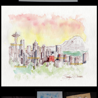 324x324 Seattle Skyline Watercolor