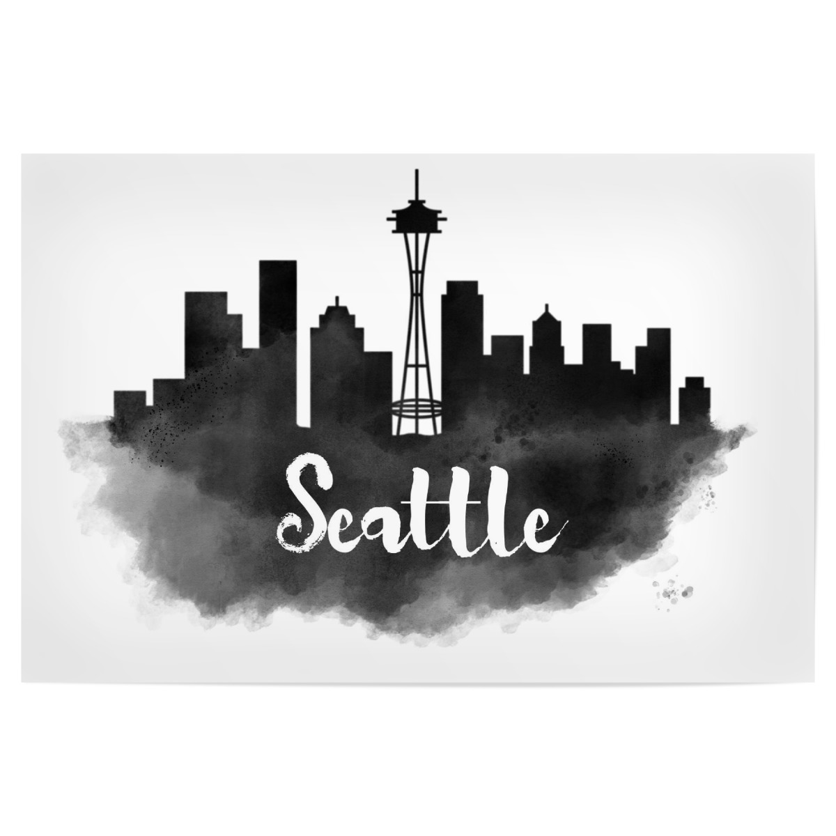 1200x1200 Purchase The Watercolor Seattle Skyline As A Poster