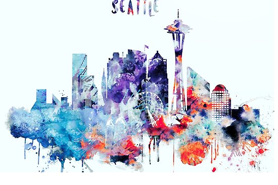550x367 Seattle Watercolor Art Print Posters By Ivondesign Redbubble
