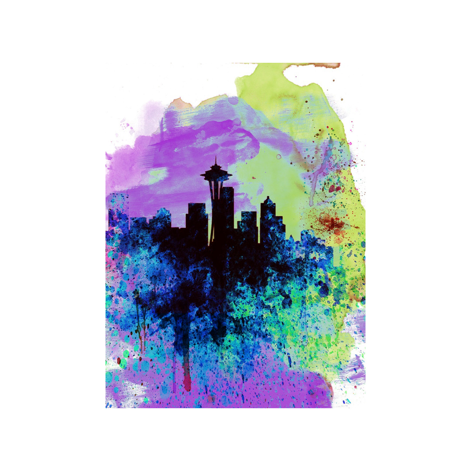 1500x1500 Seattle Watercolor Skyline 1 (15w X 20h)