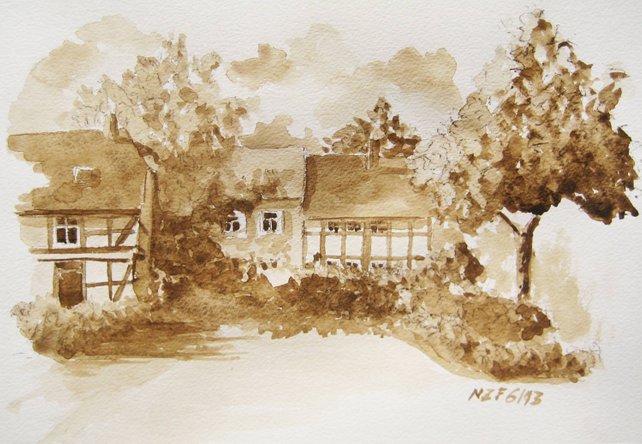 642x444 Watercolor Drawing Wolfsburg Houses Germany Watercolor Etsy