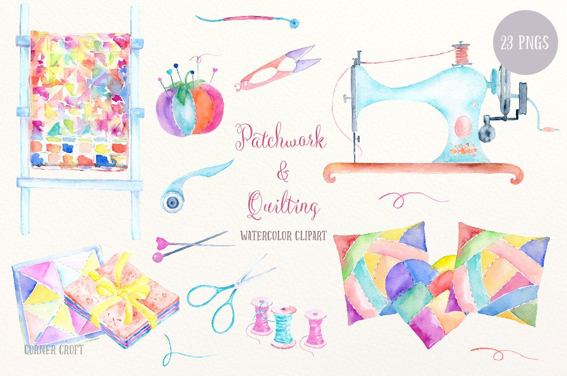 1162x772 Watercolor Clip Art Patchwork And Quilting, Sewing Machine