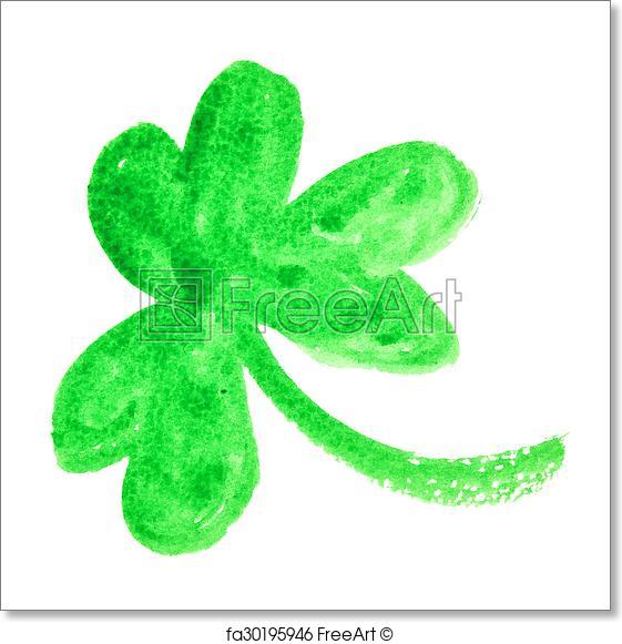 561x581 Free Art Print Of Watercolor Three Leaf Clover. Watercolor Three