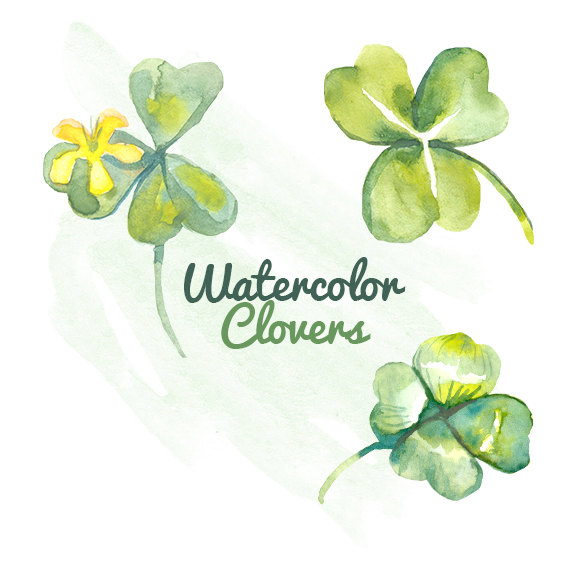 570x570 Watercolor Clovers Shamrocks Clip Art Clipart Water Color Wash