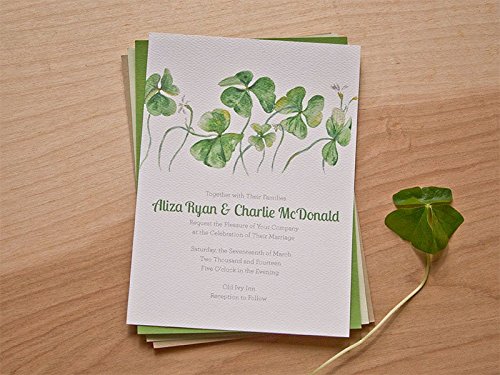 500x375 Watercolor Irish Shamrock Wedding Invitation