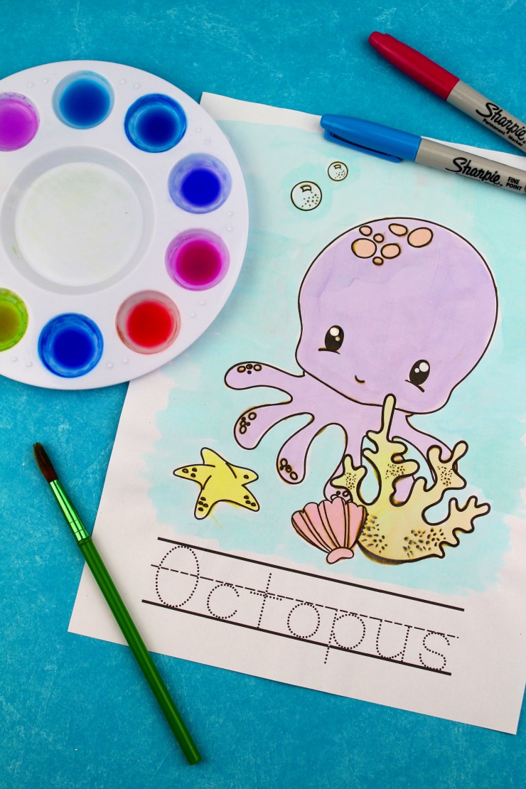 740x1110 Sharpie Watercolor Ocean Preschool K Printable Pack