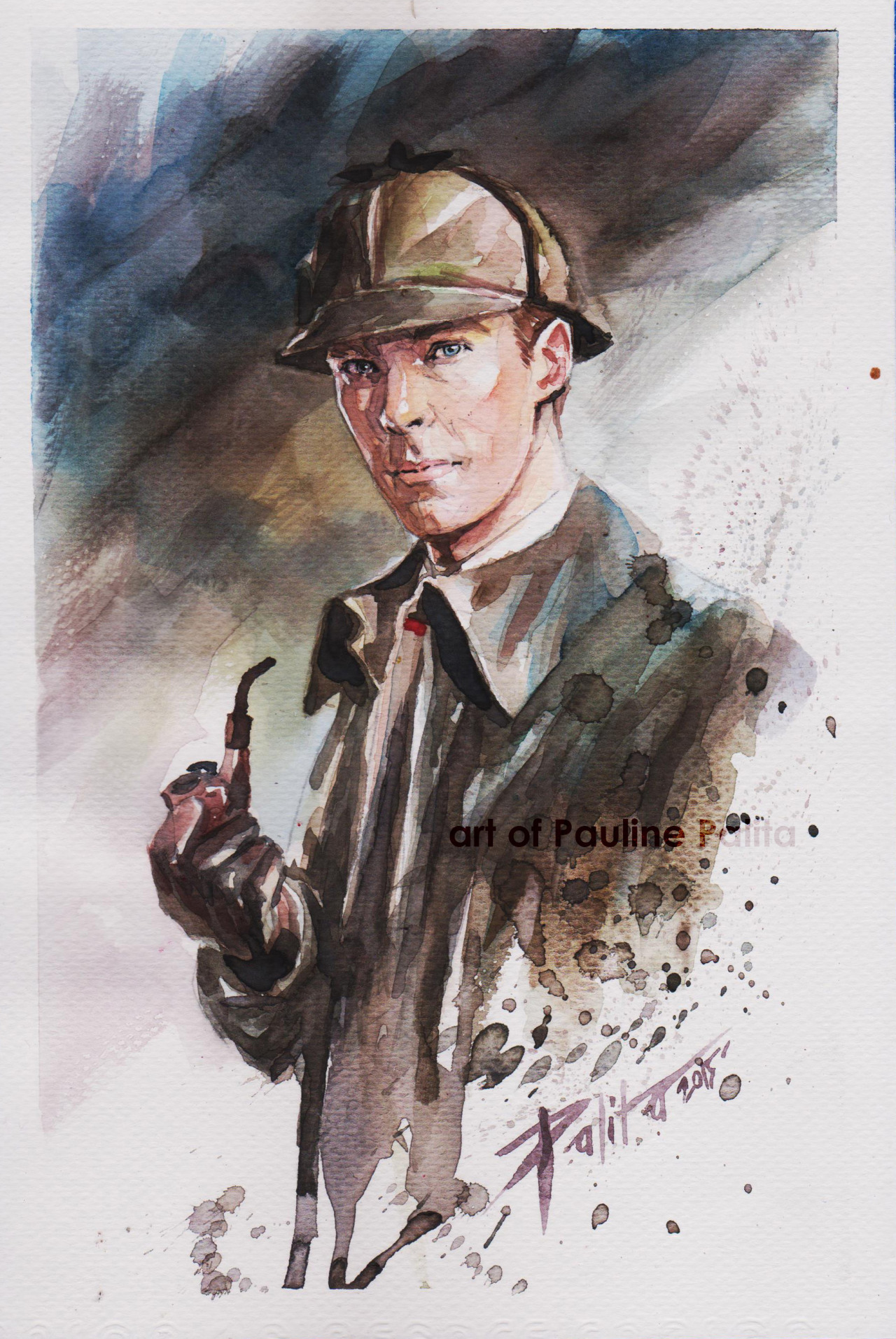 1280x1913 Painting Sherlock Martin Freeman Benedict Cumberbatch Watercolor