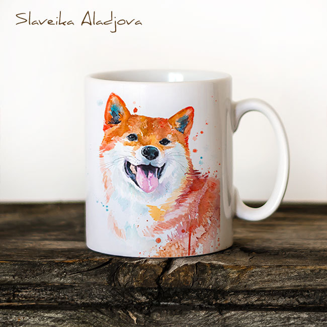 650x650 Shiba Inu Watercolor Coffee Mug