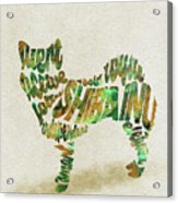 163x186 Shiba Inu Watercolor Painting Typographic Art Art Print By