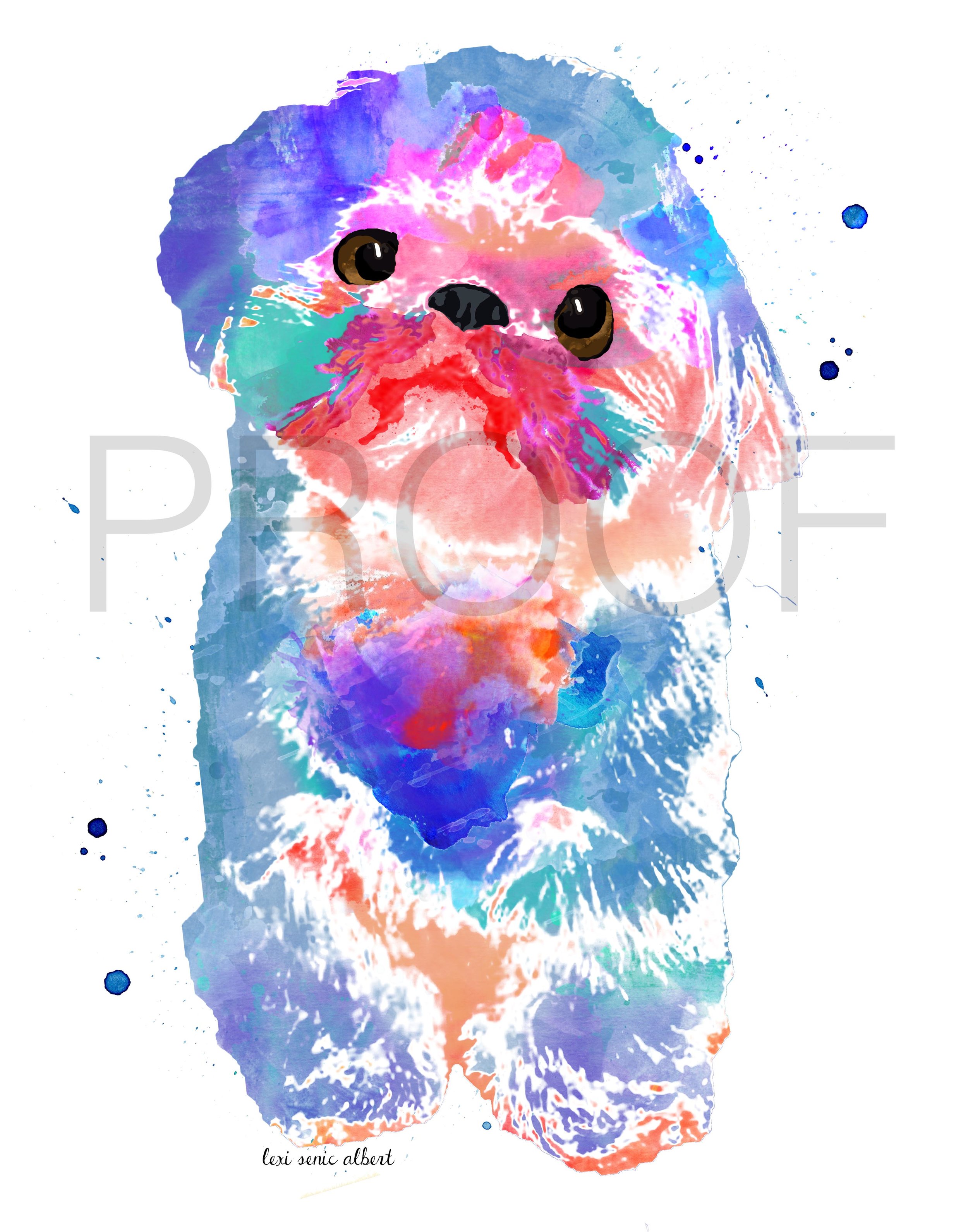 2500x3182 Shih Tzu Watercolor Dog Portrait Popcorn Free In The Lines