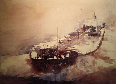 375x271 Original Documentary Ship Watercolor Paintings For Sale Saatchi Art