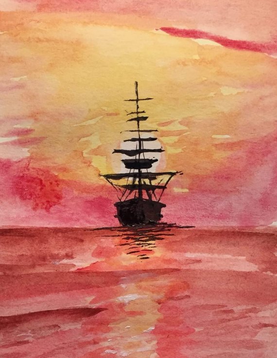 570x737 Watercolor Ship