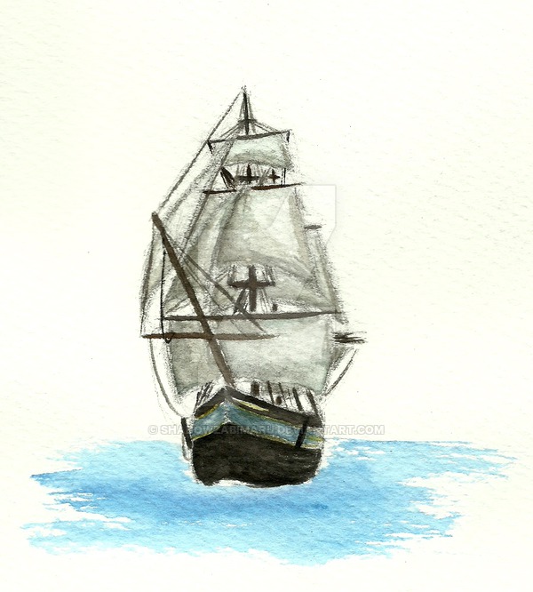 600x666 Watercolor Ship By Shadowzabimaru