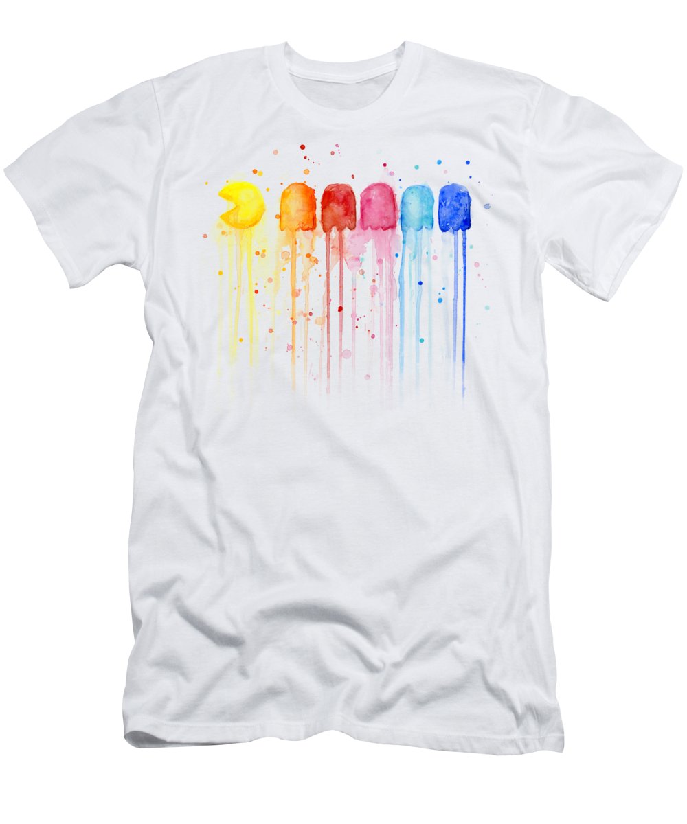 1000x1200 Pacman Watercolor Rainbow T Shirt For Sale By Olga Shvartsur
