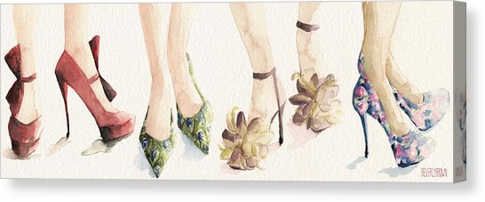 546x227 Spring Shoes Watercolor Fashion Illustration Art Print Painting By