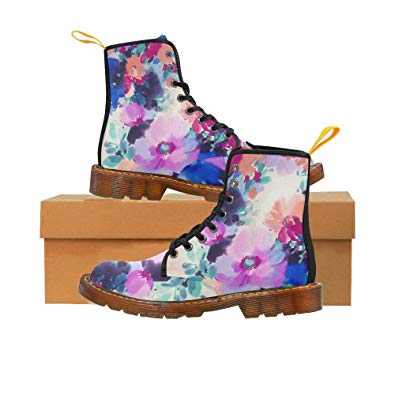 395x395 D Story Shoes Watercolor Flower Lace Up Martin Boots