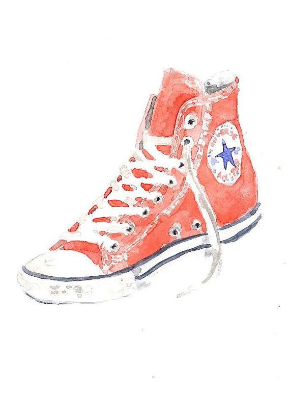 570x771 Converse All Star Shoes Original Watercolor Painting By Mydrops