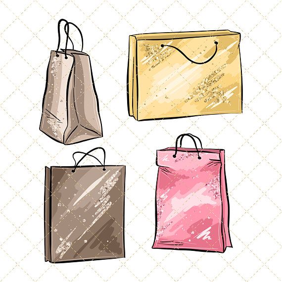 570x570 Shopping Watercolor Cliparts, Spring Clipart, Fashion Clipart