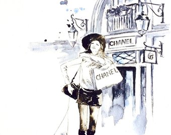 340x270 Audrey Hepburn Portrait Fashion Watercolor Painting Fashion