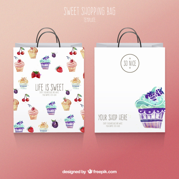 626x626 Cute Watercolor Shopping Bags Vector Free Download