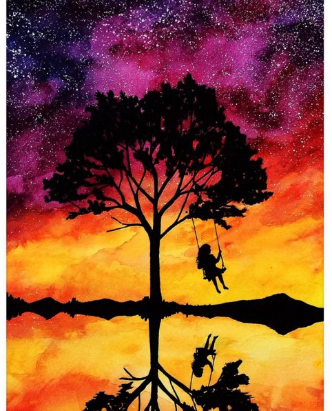 482x596 Watercolor Silhouette Paintings