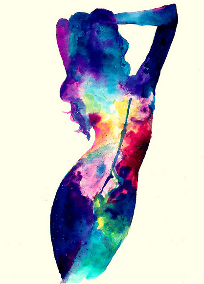 417x581 Watercolour A Beautiful Painting Of A Girl Shadow