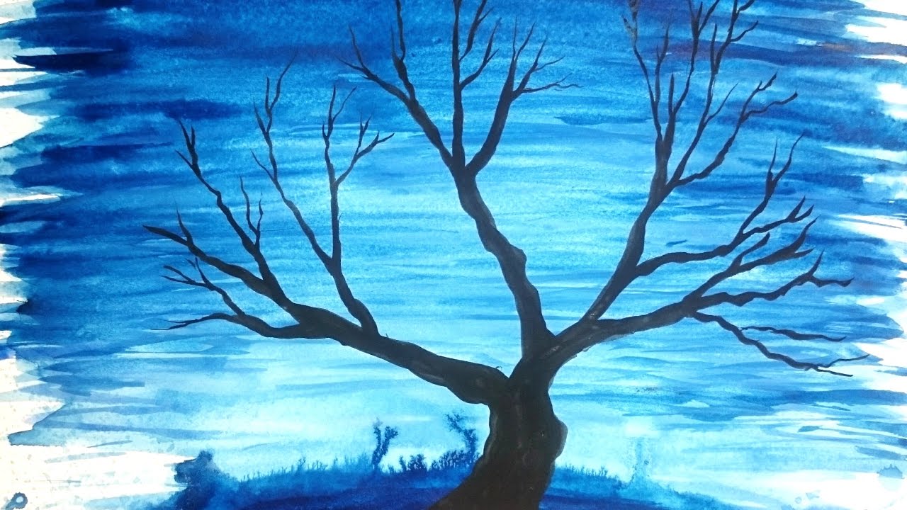 1280x720 Winter Tree (Silhouette) Painting