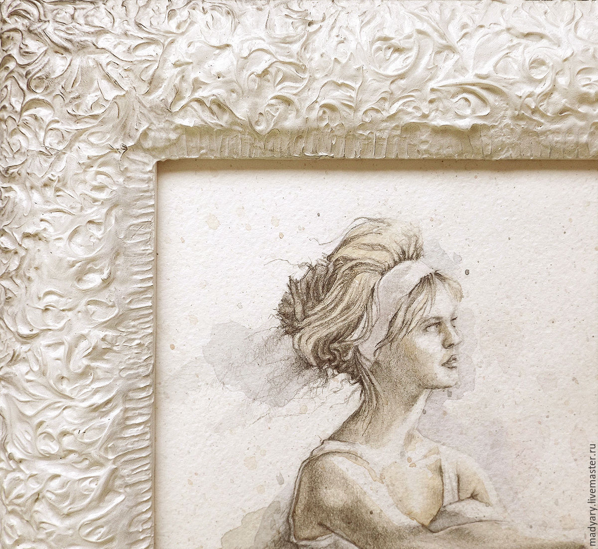 1200x1101 Painting Watercolor Ballerina (White Color, Silver Shop Online