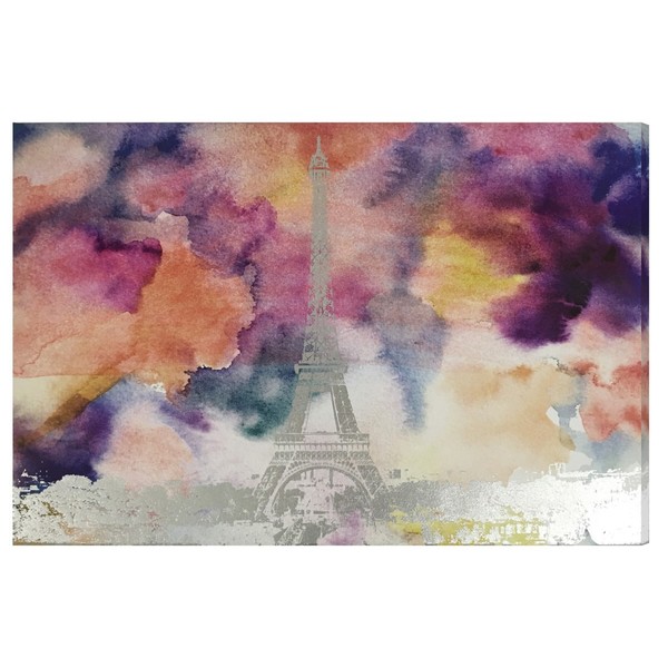 600x600 Shop Paris Eiffel Watercolor Silver Foil Graphic Art On Canvas