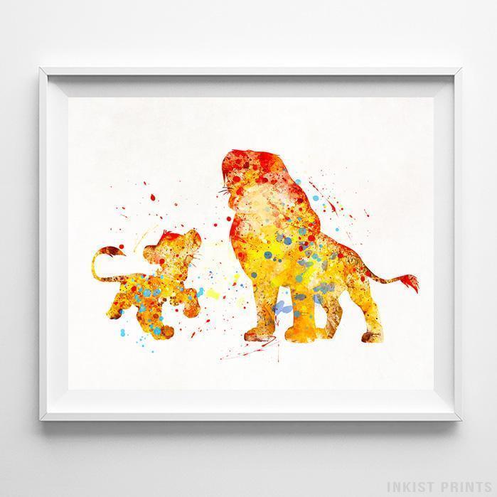 699x699 Mufasa Simba The Lion King Type 2 Wall Art Disney Watercolor